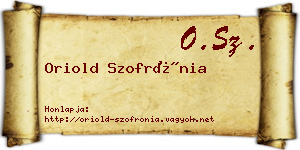 Oriold Szofrónia névjegykártya